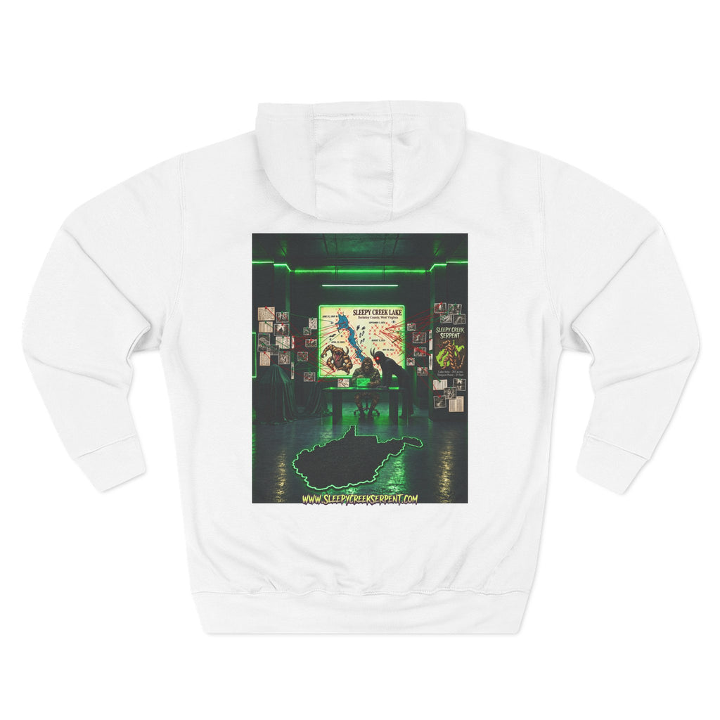 BEING HUNTED... SLEEPY CREEK SERPENT  Three-Panel Fleece Hoodie