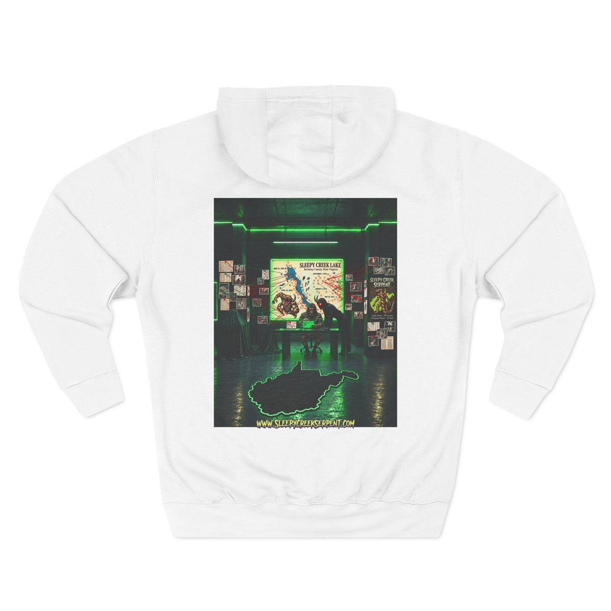 BEING HUNTED... SLEEPY CREEK SERPENT  Three-Panel Fleece Hoodie