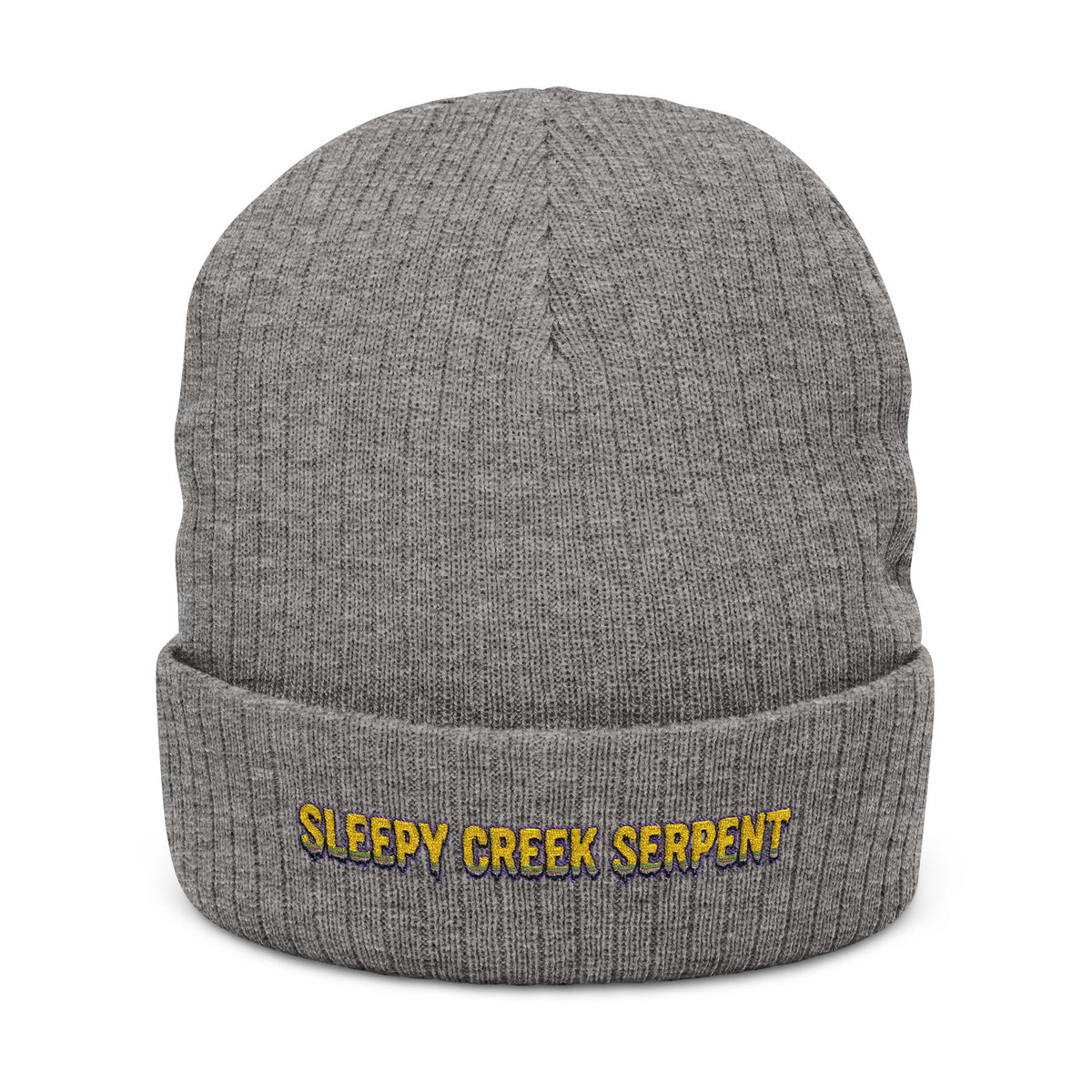 SLEEPY CREEK SERPENT LETTERING Ribbed Knit Beanie (Embroidery)