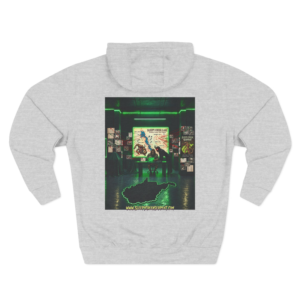 BEING HUNTED... SLEEPY CREEK SERPENT  Three-Panel Fleece Hoodie