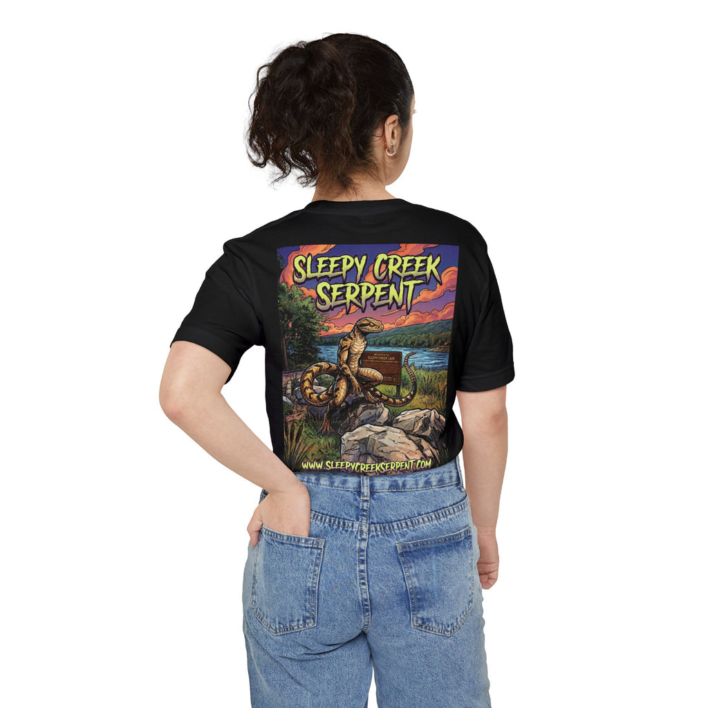 SLEEPY CREEK SERPENT LAKE SIGN  Pocket T-shirt