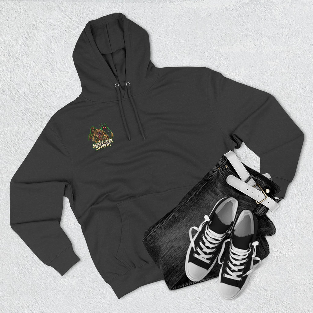 BEING HUNTED... SLEEPY CREEK SERPENT  Three-Panel Fleece Hoodie