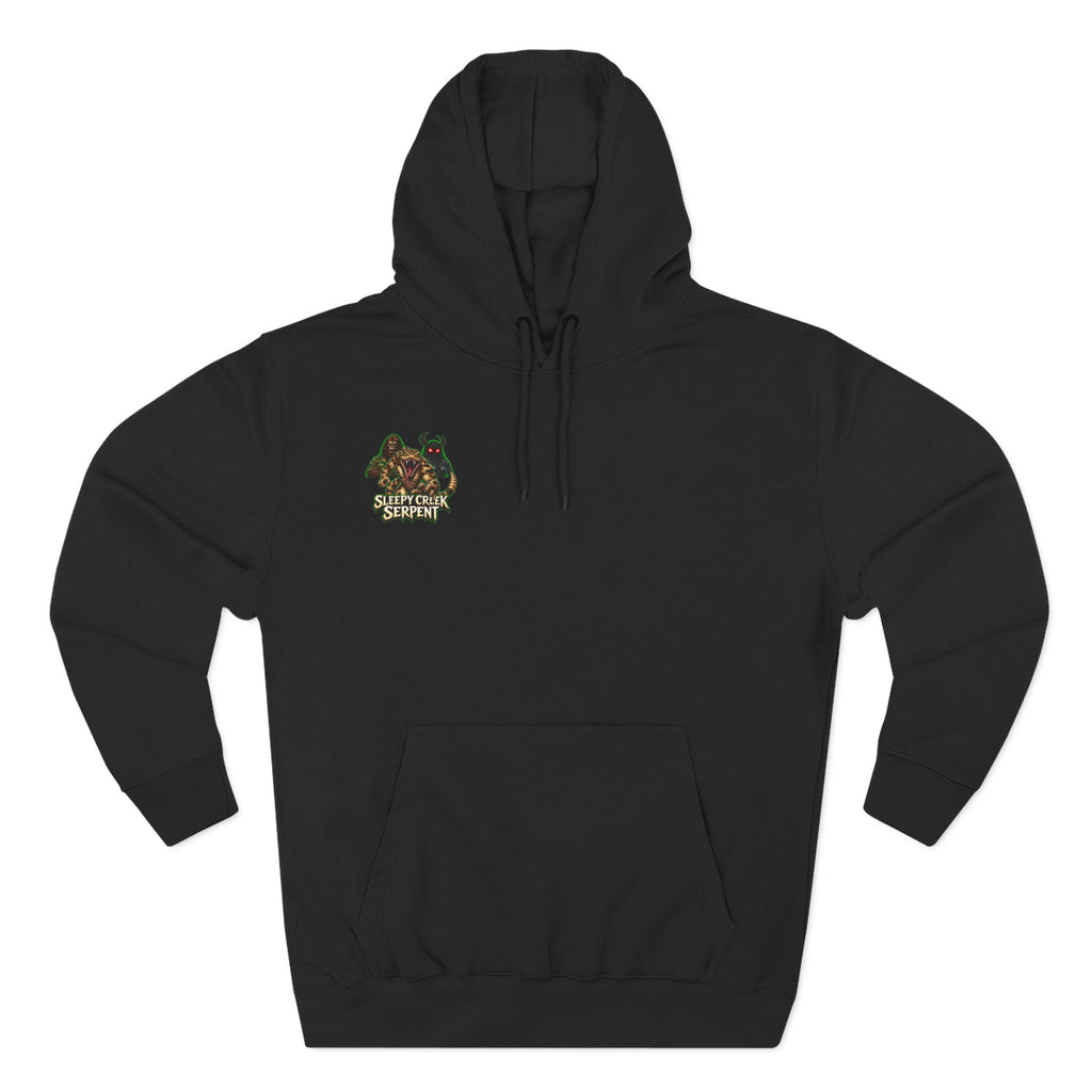 BEING HUNTED... SLEEPY CREEK SERPENT  Three-Panel Fleece Hoodie