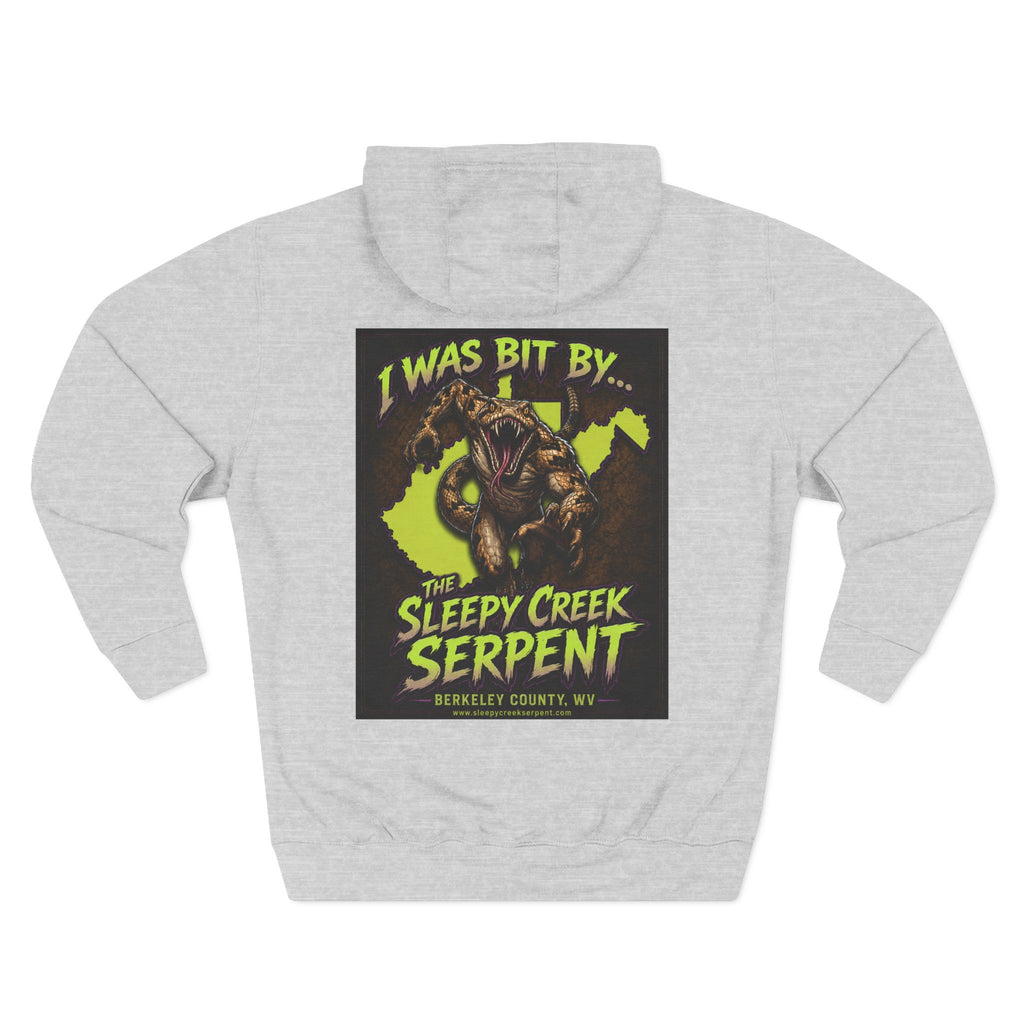 I Was Bit By.... SLEEPY CREEK SERPENT WV Three-Panel Fleece Hoodie