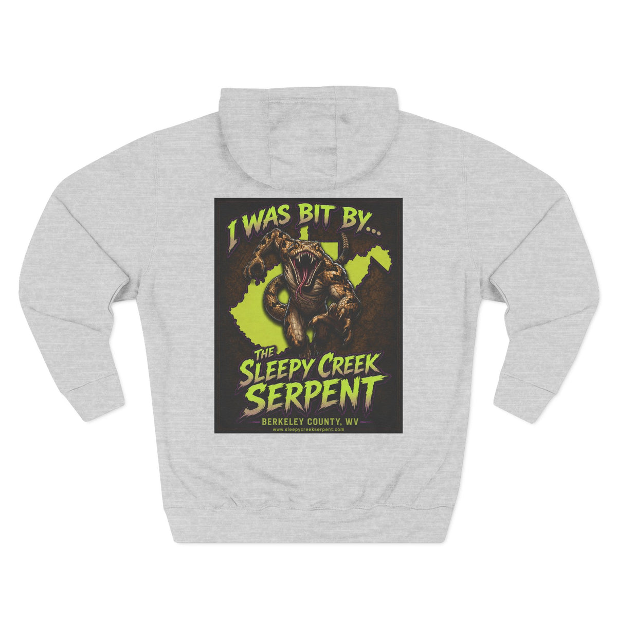 I Was Bit By.... SLEEPY CREEK SERPENT WV Three-Panel Fleece Hoodie