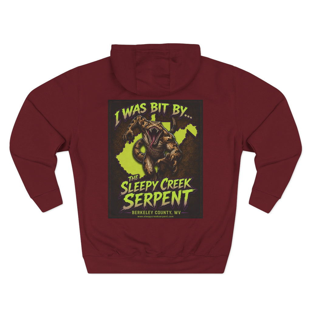 I Was Bit By.... SLEEPY CREEK SERPENT WV Three-Panel Fleece Hoodie