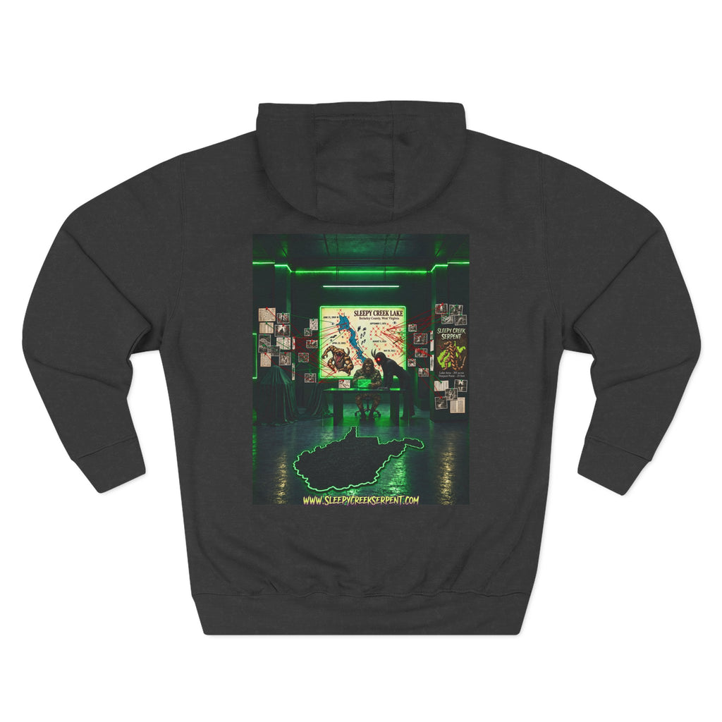 BEING HUNTED... SLEEPY CREEK SERPENT  Three-Panel Fleece Hoodie