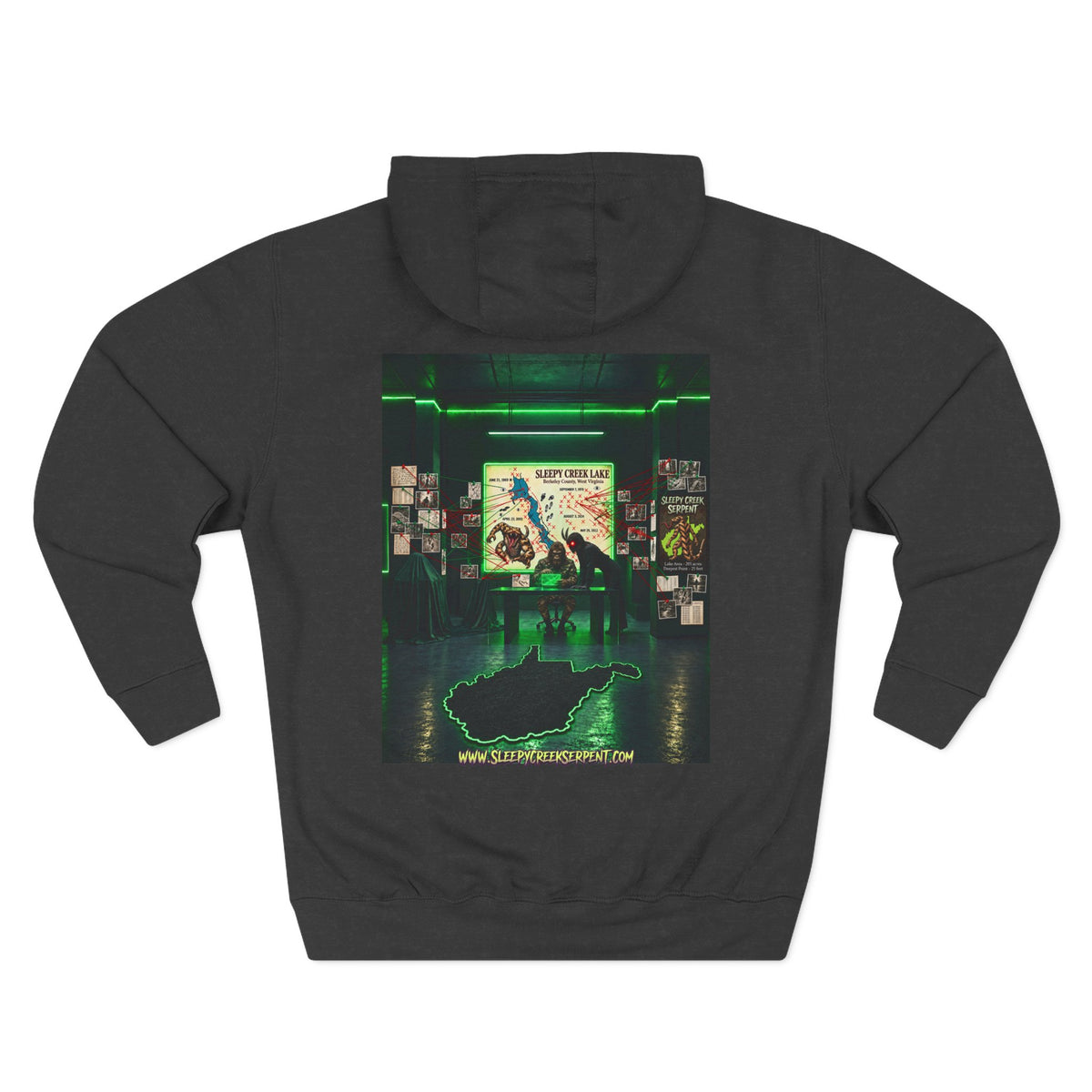 BEING HUNTED... SLEEPY CREEK SERPENT  Three-Panel Fleece Hoodie
