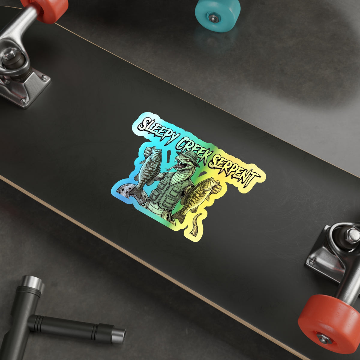 SLEEPY CREEK SERPENT  SMALLMOUTH FRENZY Holographic Die-cut Stickers