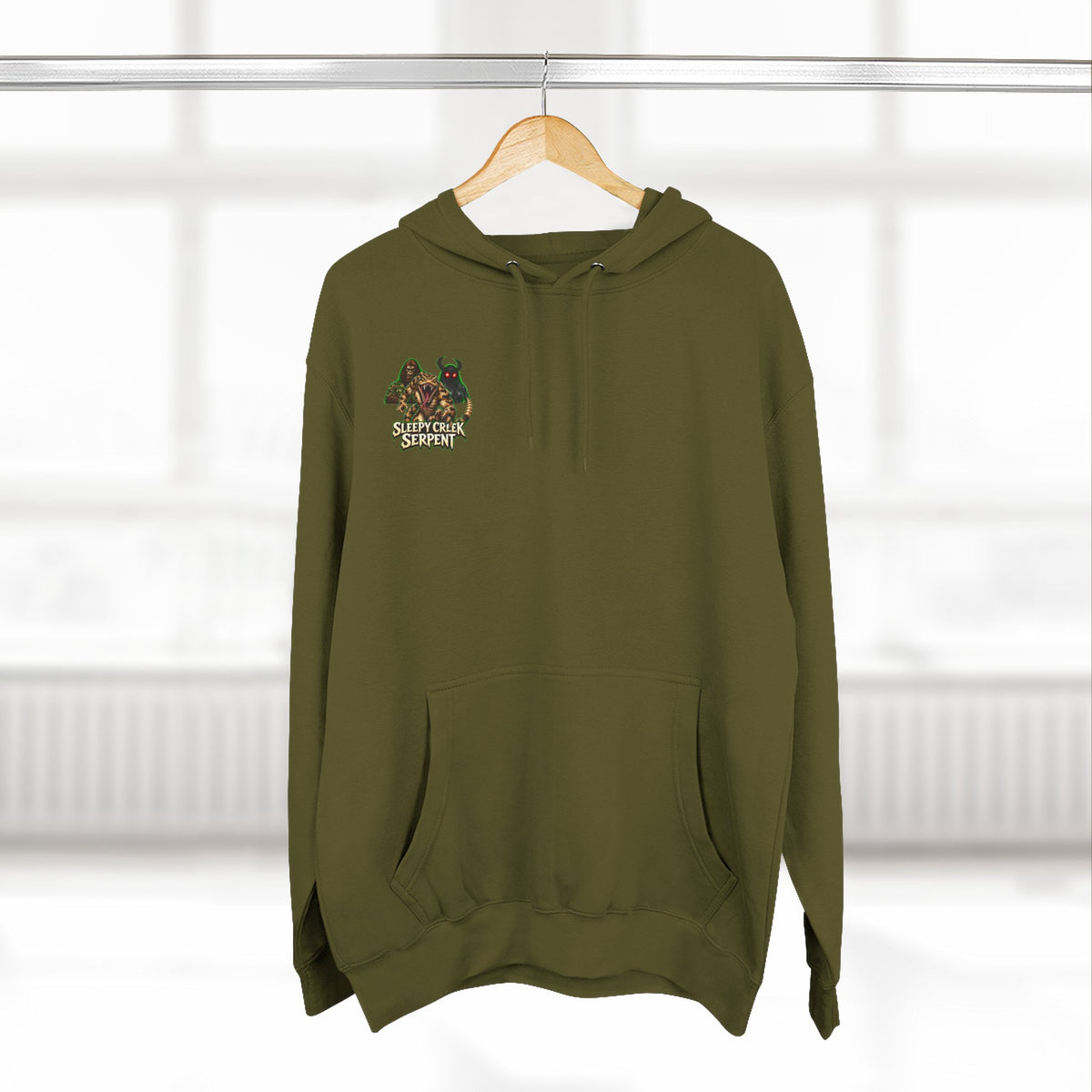 BEING HUNTED... SLEEPY CREEK SERPENT  Three-Panel Fleece Hoodie
