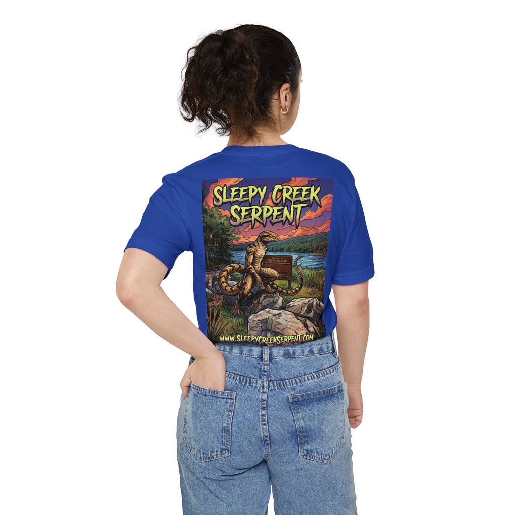 SLEEPY CREEK SERPENT LAKE SIGN  Pocket T-shirt