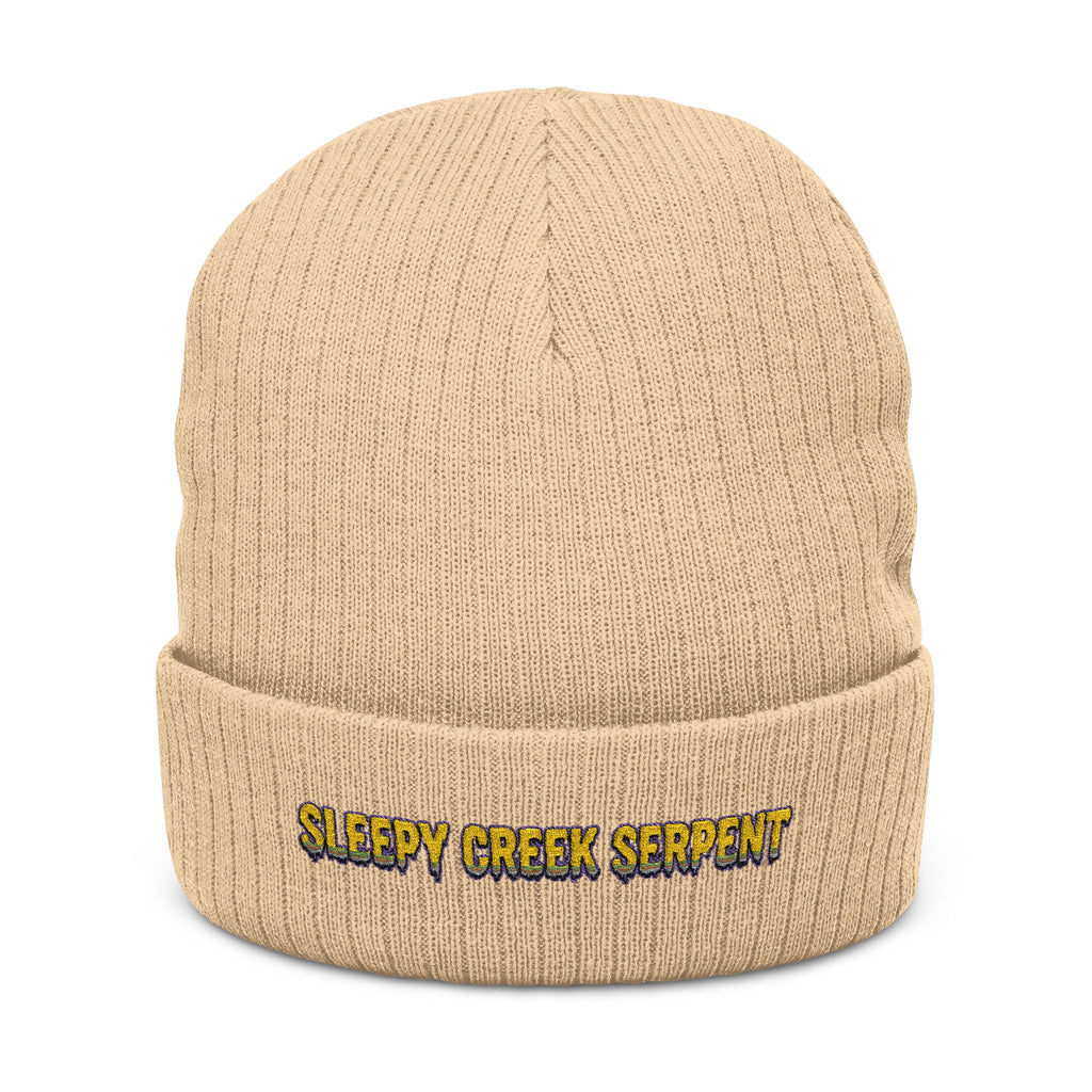 SLEEPY CREEK SERPENT LETTERING Ribbed Knit Beanie (Embroidery)