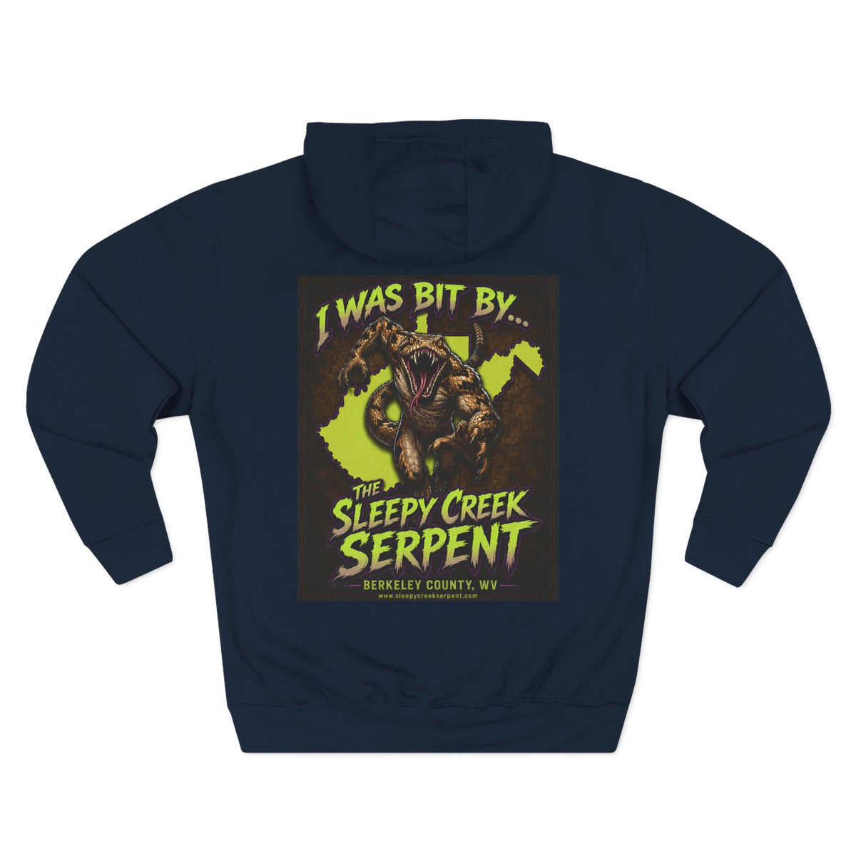 I Was Bit By.... SLEEPY CREEK SERPENT WV Three-Panel Fleece Hoodie
