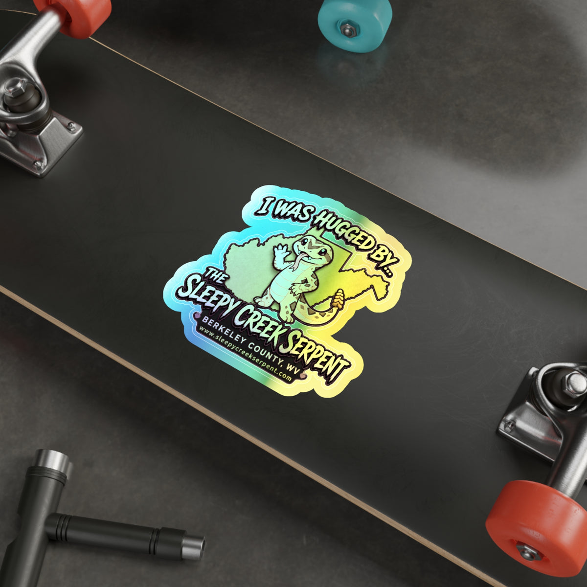 I Was Hugged By... THE SLEEPY CREEK SERPENT Holographic Die-cut Stickers