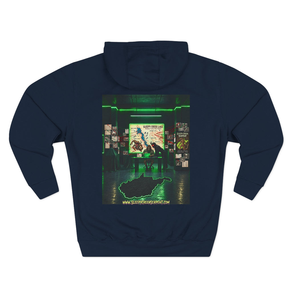 BEING HUNTED... SLEEPY CREEK SERPENT  Three-Panel Fleece Hoodie