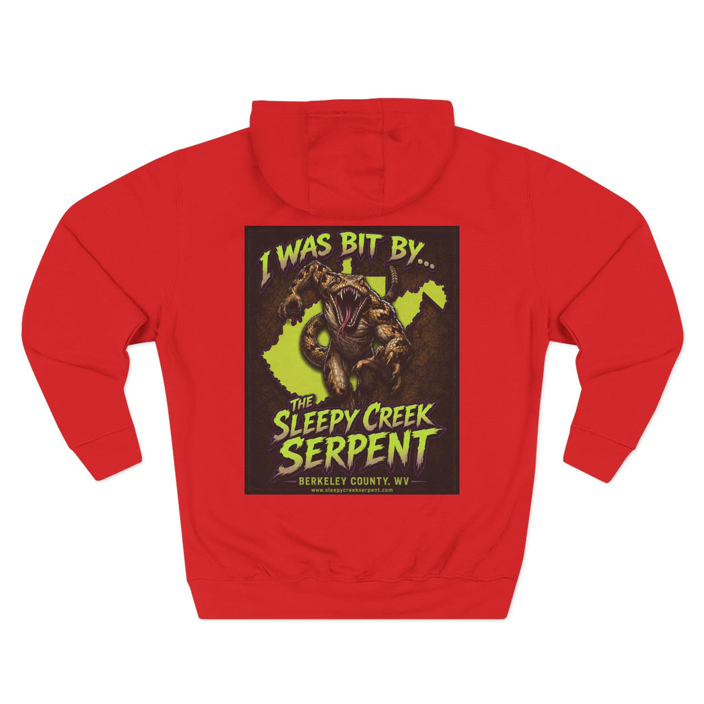 I Was Bit By.... SLEEPY CREEK SERPENT WV Three-Panel Fleece Hoodie
