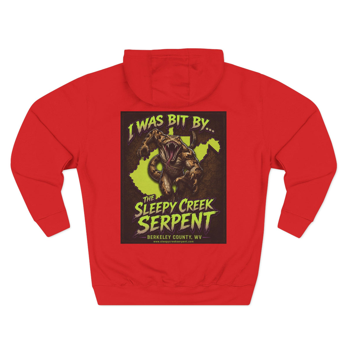 I Was Bit By.... SLEEPY CREEK SERPENT WV Three-Panel Fleece Hoodie