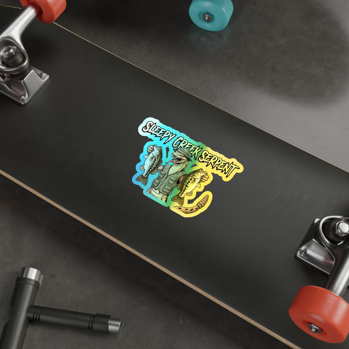 SLEEPY CREEK SERPENT LARGEMOUTH FRENZY Holographic Die-cut Stickers