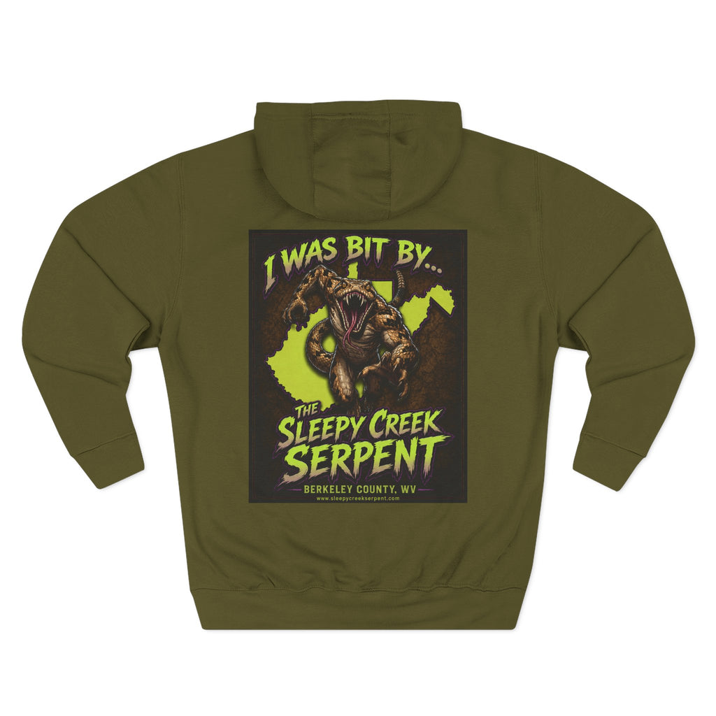 I Was Bit By.... SLEEPY CREEK SERPENT WV Three-Panel Fleece Hoodie