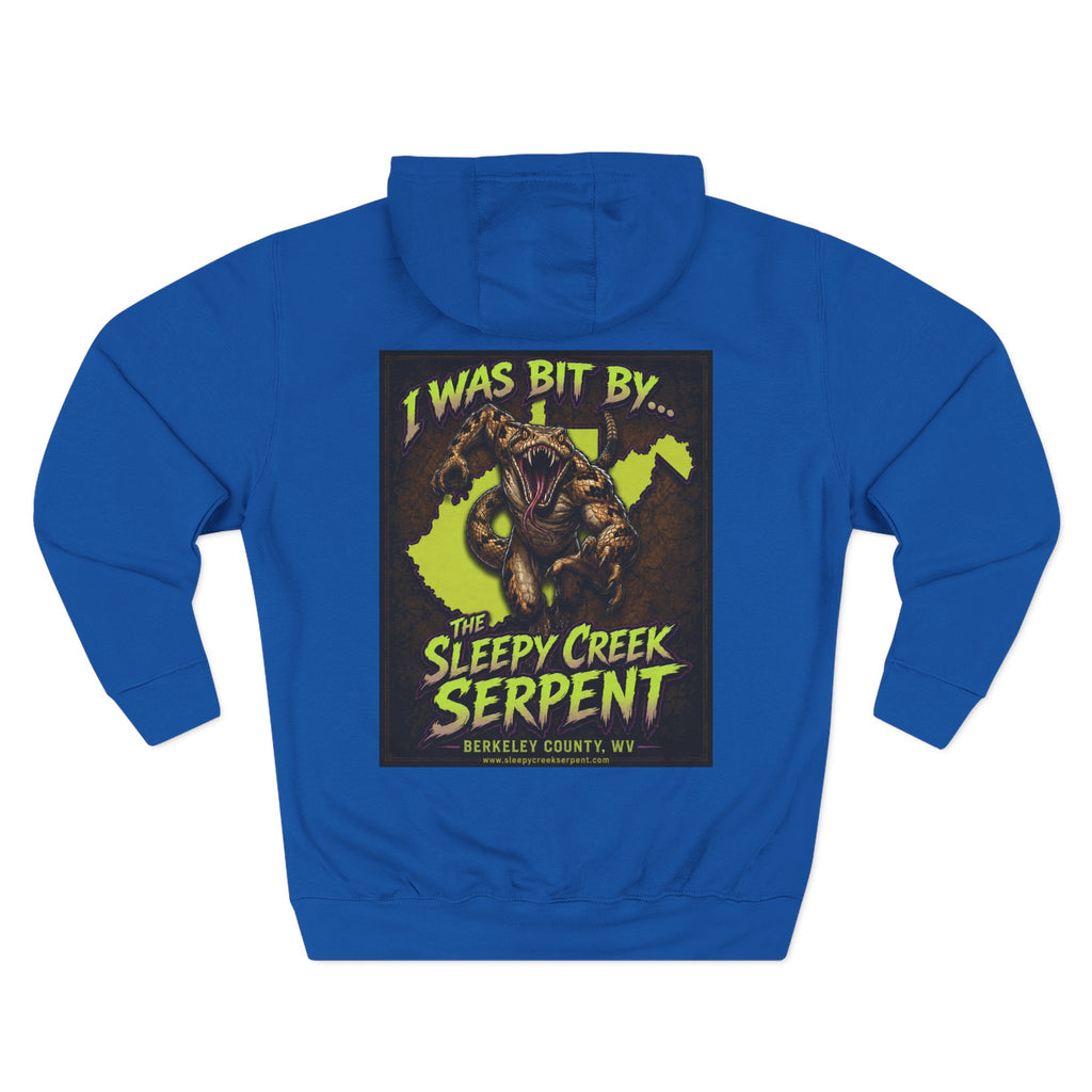 I Was Bit By.... SLEEPY CREEK SERPENT WV Three-Panel Fleece Hoodie