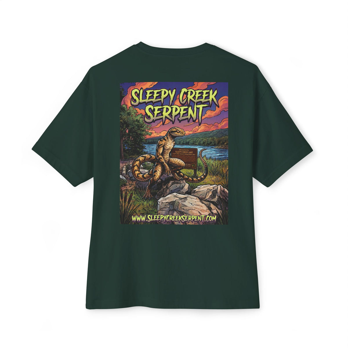 SLEEPY CREEK SERPENT LAKE SIGN  Oversized Boxy Tee