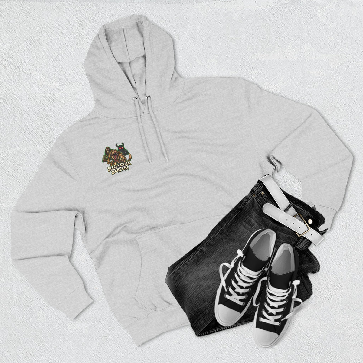 BEING HUNTED... SLEEPY CREEK SERPENT  Three-Panel Fleece Hoodie