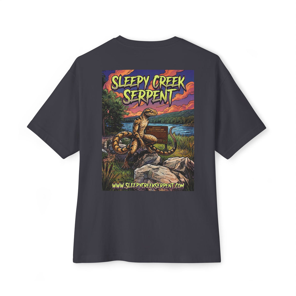 SLEEPY CREEK SERPENT LAKE SIGN  Oversized Boxy Tee