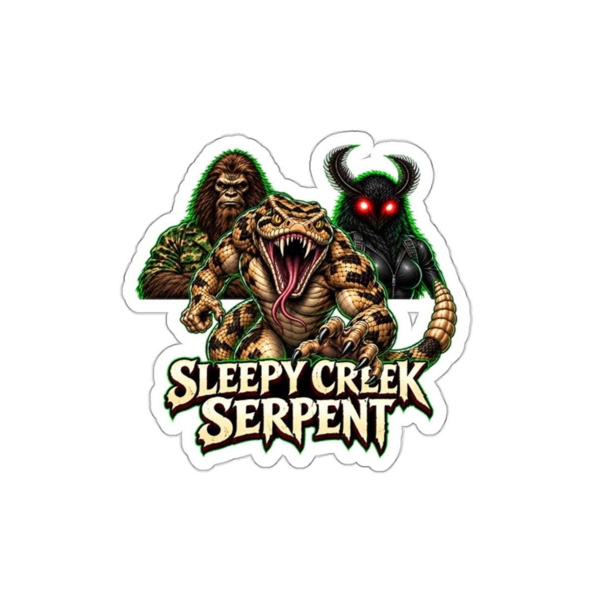 BEING HUNTED.. SLEEPY CREEK SERPENT Die-Cut Stickers
