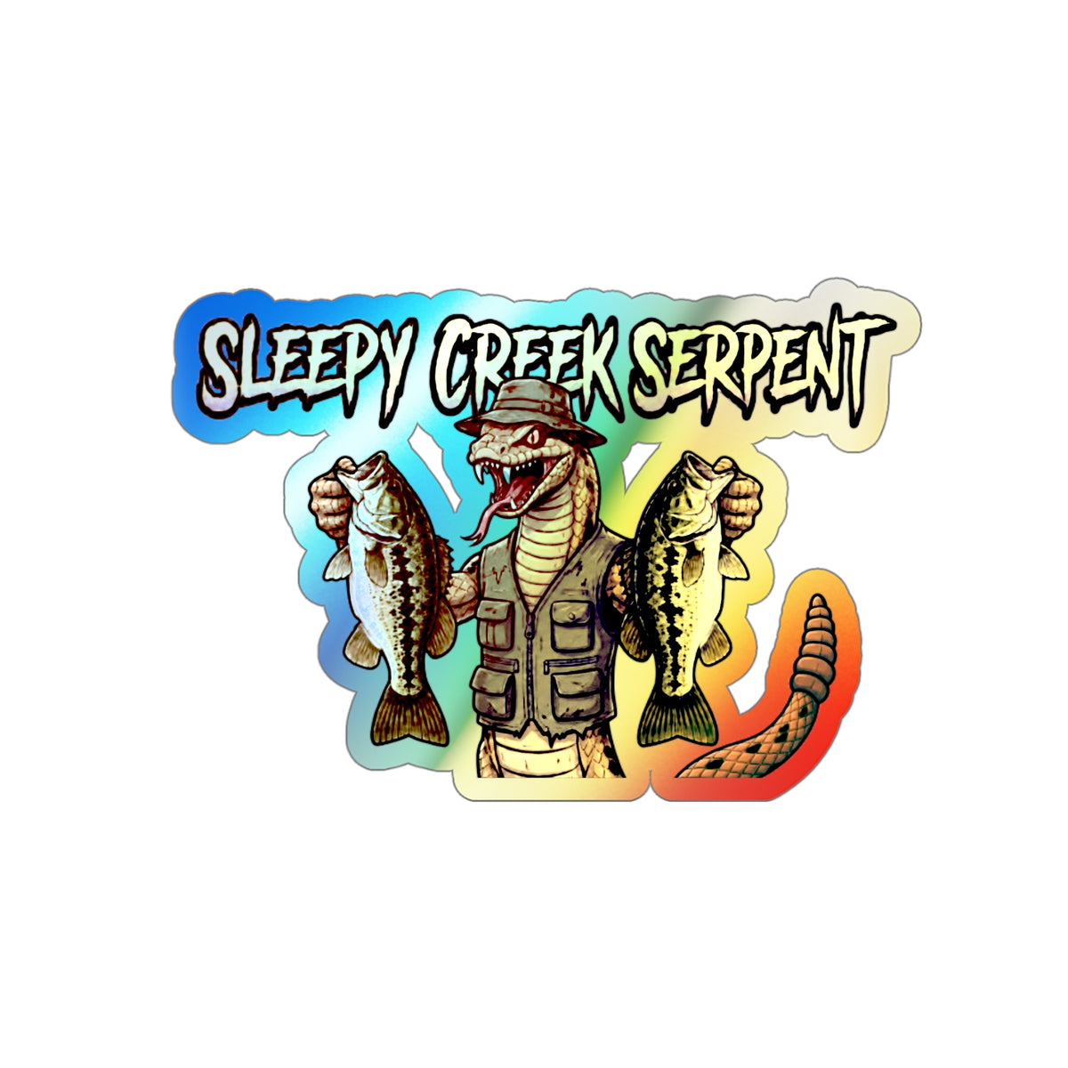 SLEEPY CREEK SERPENT LARGEMOUTH FRENZY Holographic Die-cut Stickers