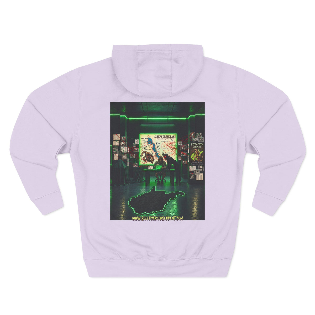 BEING HUNTED... SLEEPY CREEK SERPENT  Three-Panel Fleece Hoodie