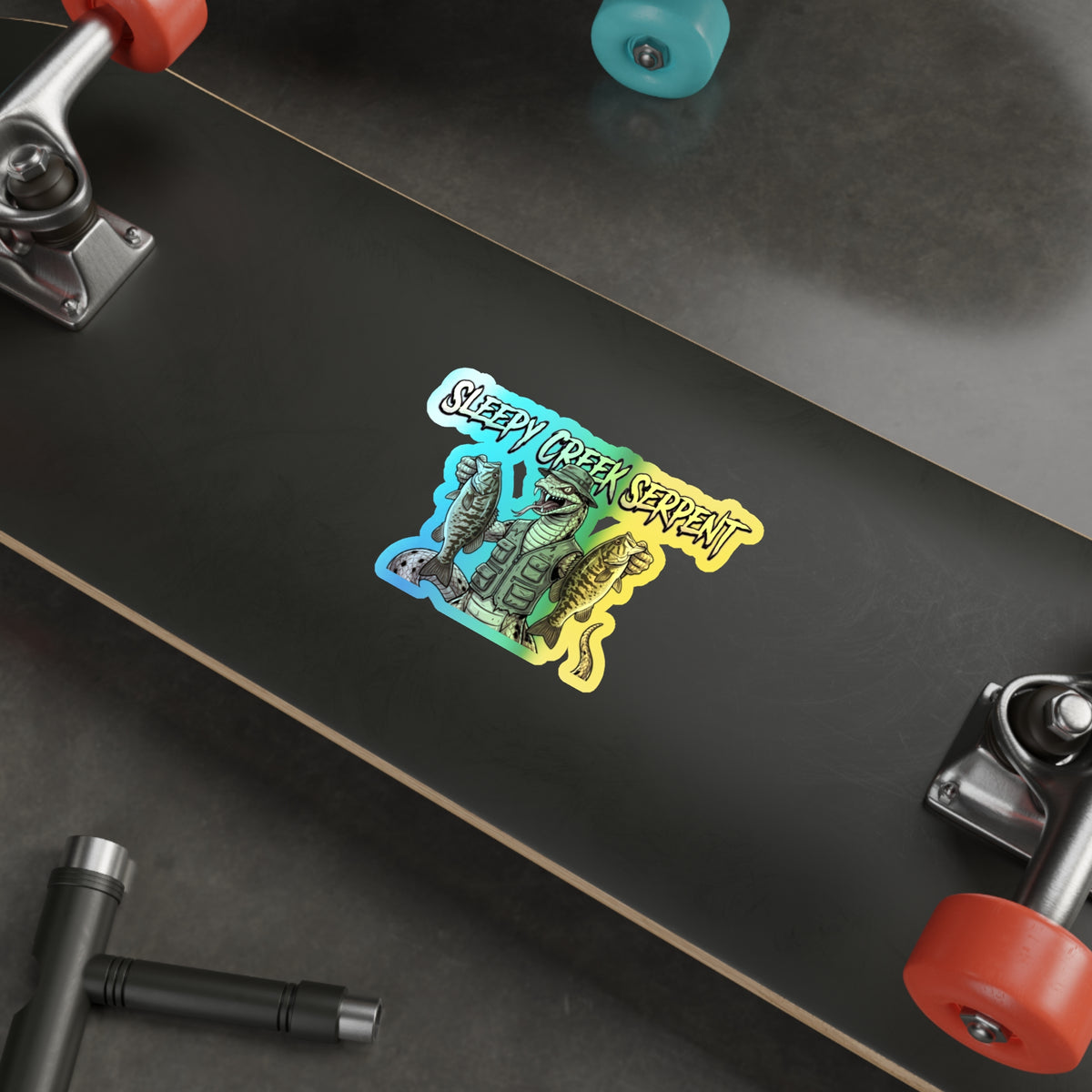 SLEEPY CREEK SERPENT  SMALLMOUTH FRENZY Holographic Die-cut Stickers