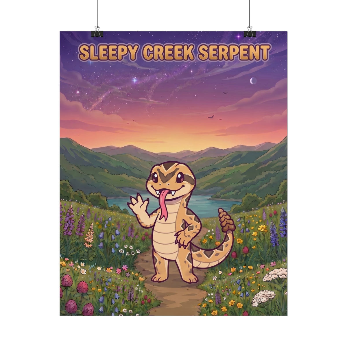 SLEEPY CREEK SERPENT CUTE BACKGROUND Rolled Posters