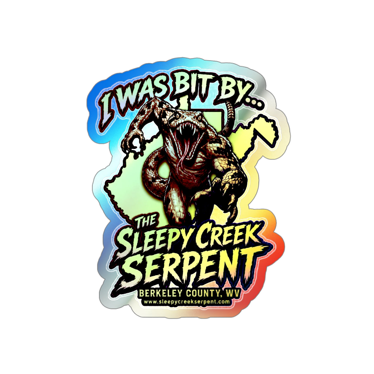 I Was Bit By... THE SLEEPY CREEK SERPENT Holographic Die-cut Stickers