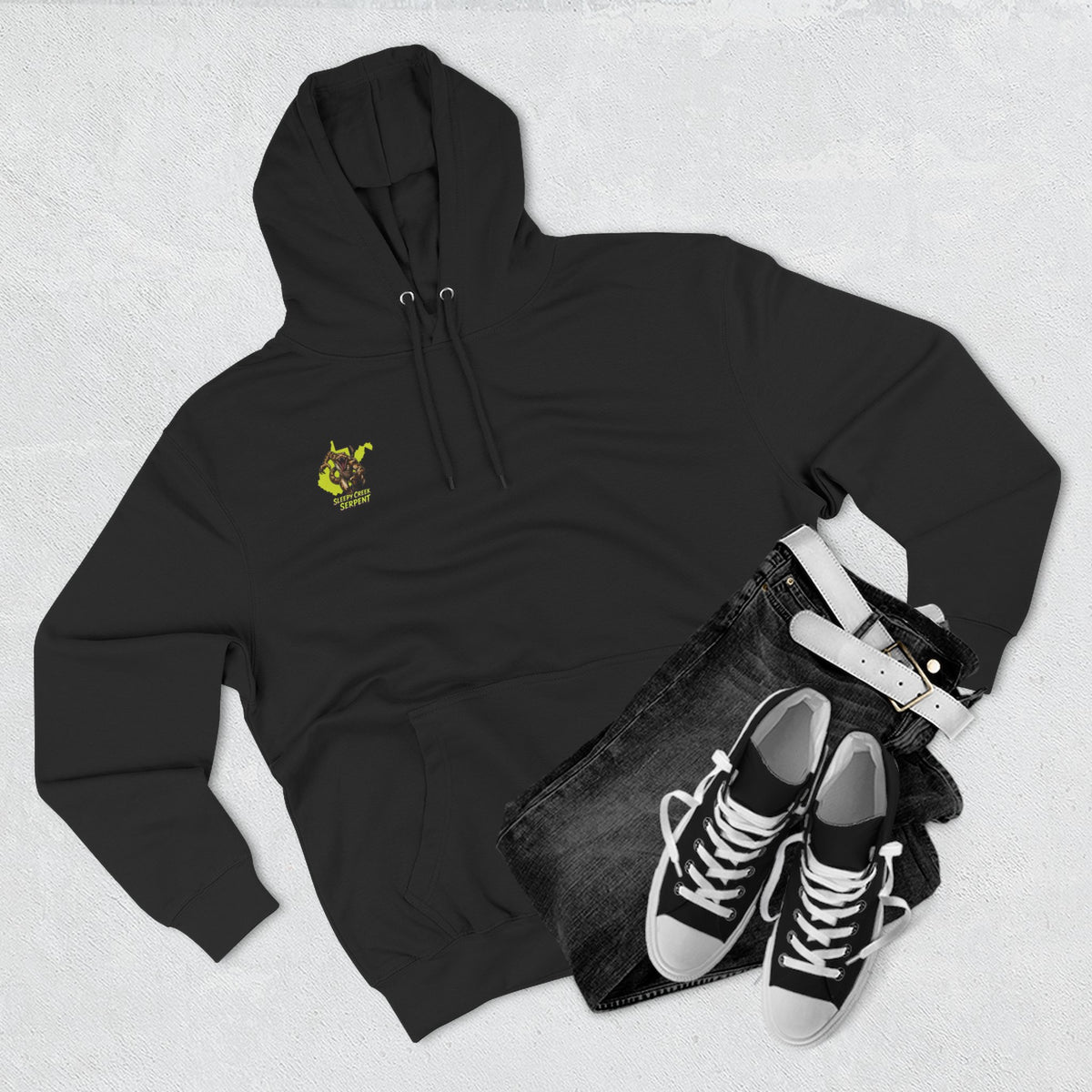 I Was Bit By.... SLEEPY CREEK SERPENT WV Three-Panel Fleece Hoodie