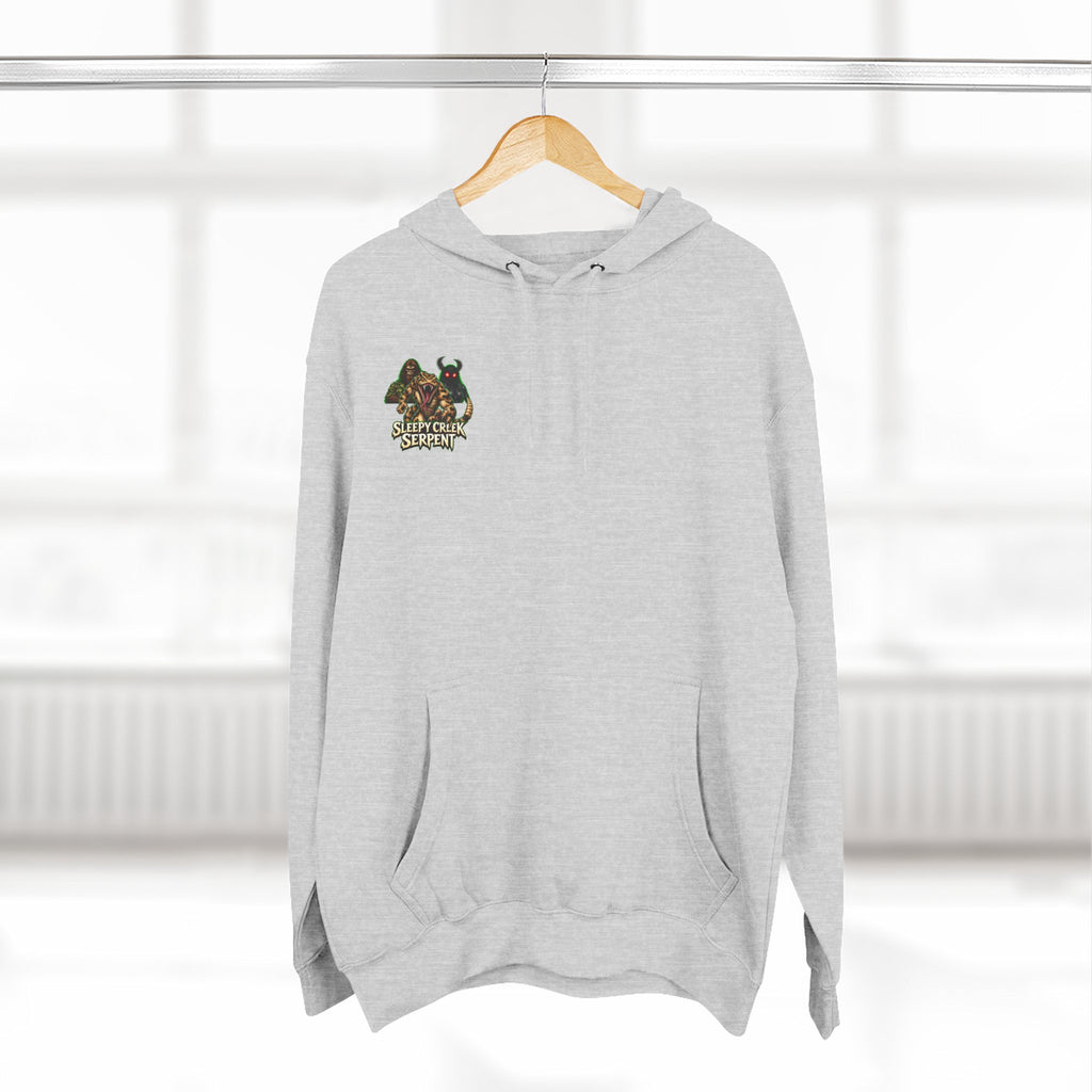 BEING HUNTED... SLEEPY CREEK SERPENT  Three-Panel Fleece Hoodie
