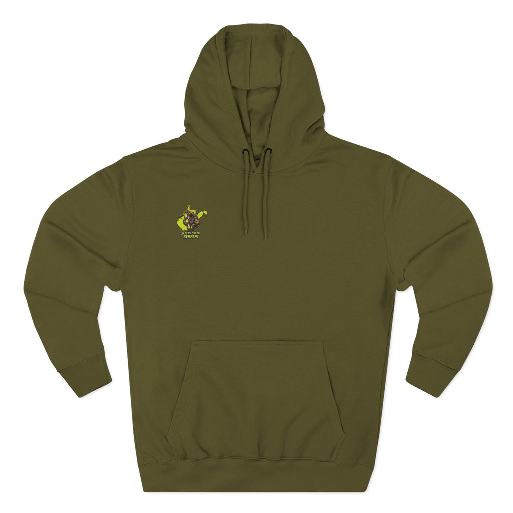 I Was Bit By.... SLEEPY CREEK SERPENT WV Three-Panel Fleece Hoodie