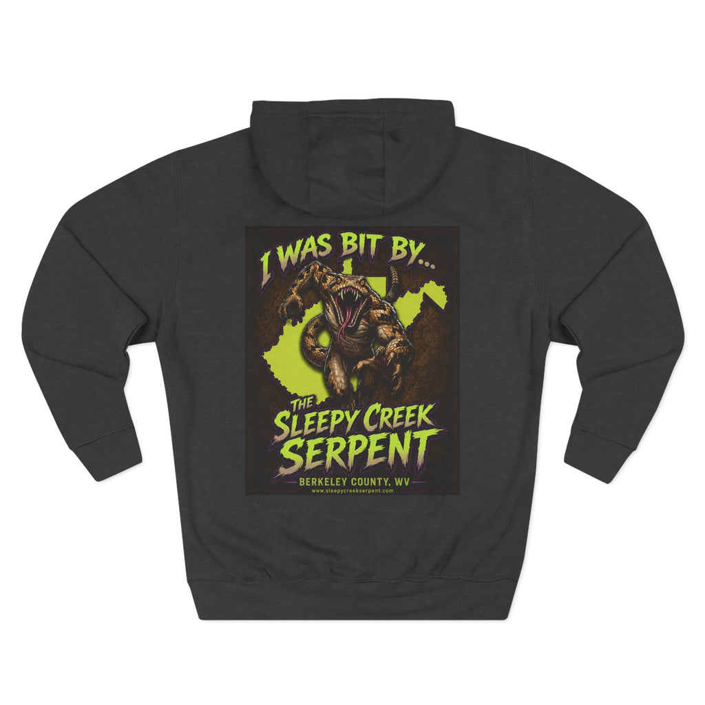 I Was Bit By.... SLEEPY CREEK SERPENT WV Three-Panel Fleece Hoodie