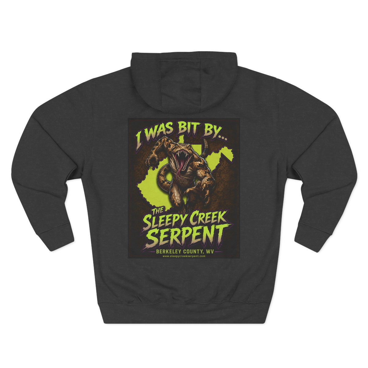 I Was Bit By.... SLEEPY CREEK SERPENT WV Three-Panel Fleece Hoodie