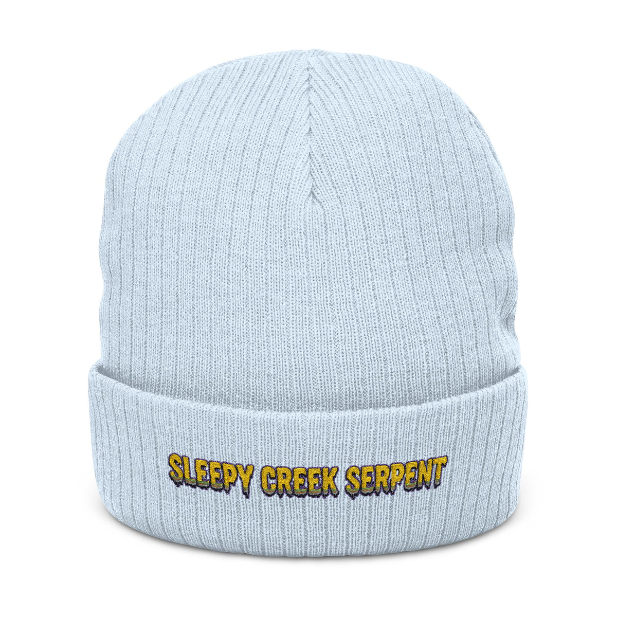 SLEEPY CREEK SERPENT LETTERING Ribbed Knit Beanie (Embroidery)